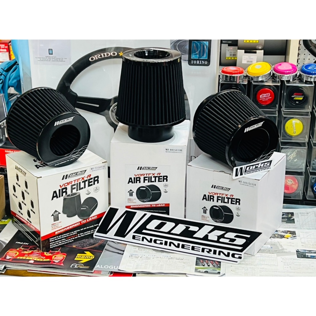 Works engineering Air filter vortex USA แท้ กรองอากาศ กรองเปลือย มีหลาย size 2.5“ 3” 3.5“ 4” 4.5“ 6” นิ้ว