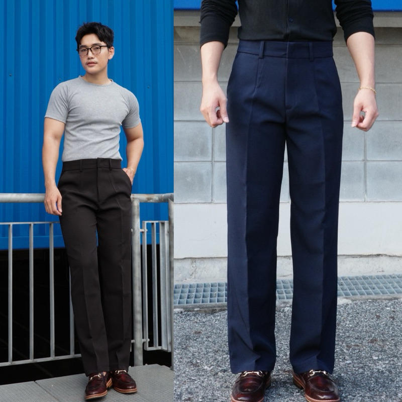 Straight Trousers “กางเกงขากระบอกตัวดัง” เนื้อผ้า ยับยาก ขายาว คนสูงใส่ได้ ใส่ได้ทุกโอกาส พร้อมส่ง Men clothing