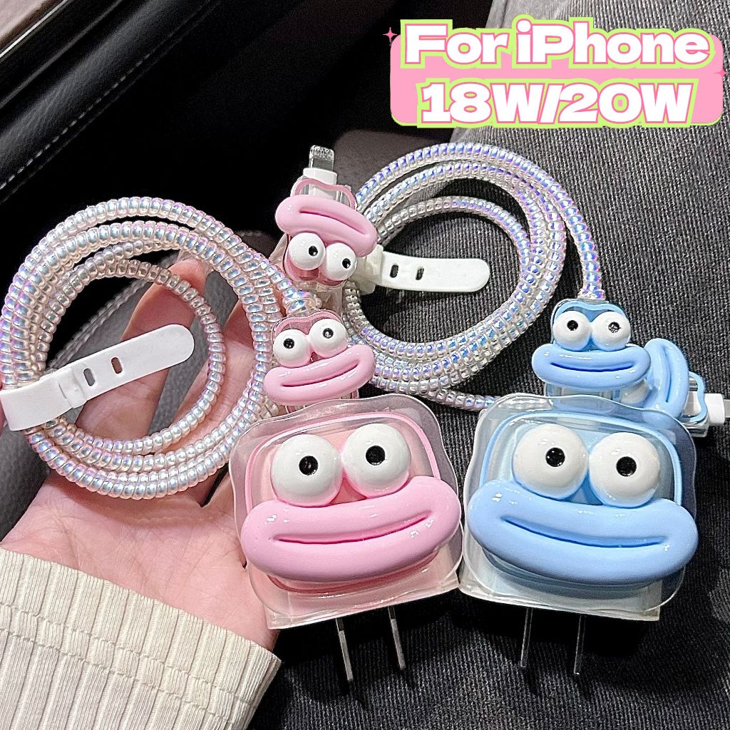 COD กล่อง สายชาร์จ ลายการ์ตูนน่ารัก Power Adapter 20W สำหรับ For iPhone 15 14 11ตัวป้องกันสายชาร์จเพื่อป้องกันสายขาด