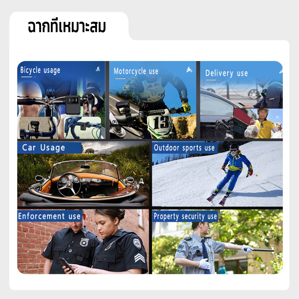 กล้อง IP65 Waterproof  body camera กล้องจิ๋ว คมชัดระดับ 4K กล้องโกโปร การเชื่อมต่อ WIFI มือถือ หน้าจอขนาด 2.0 นิ้ว Night