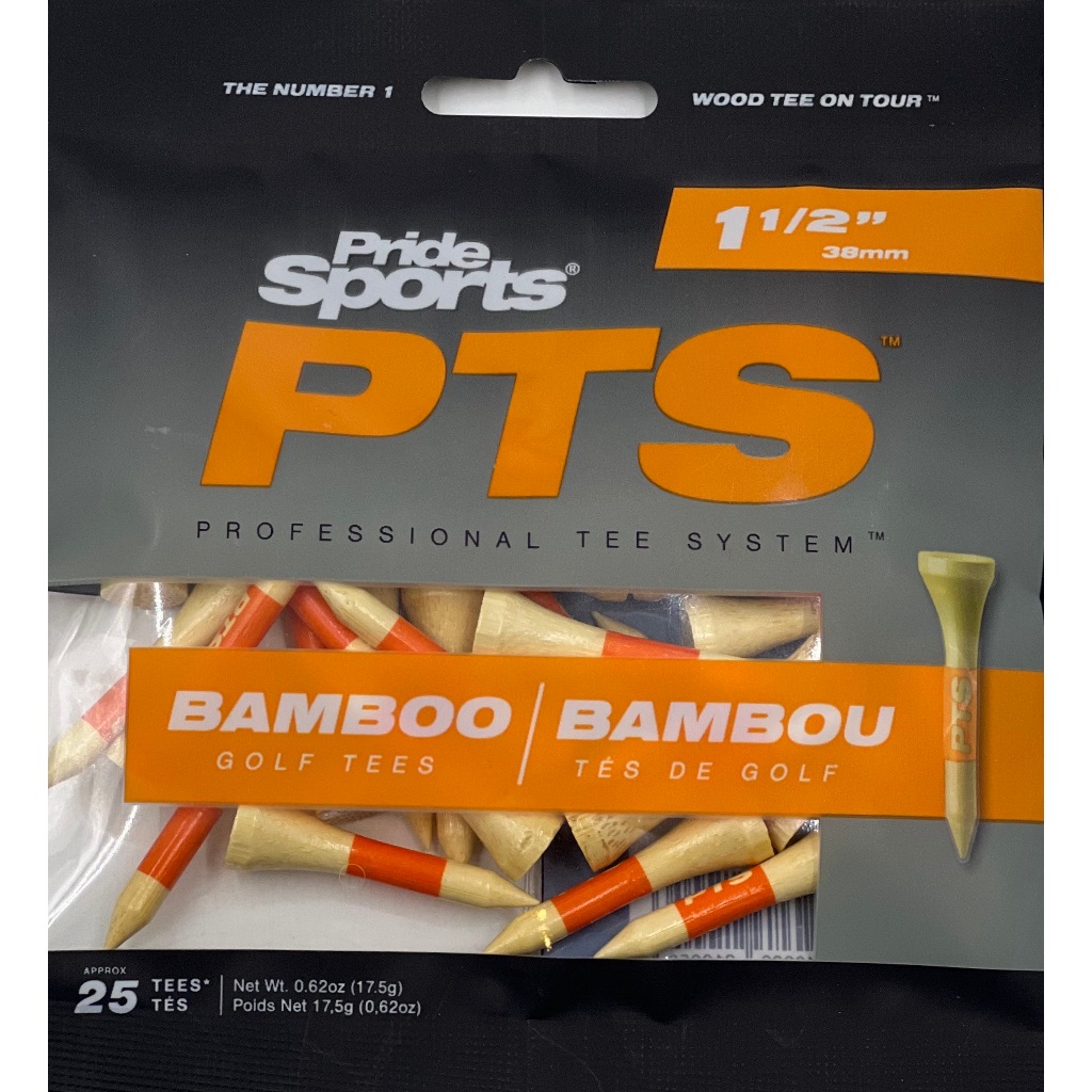 Tees Golf Tee Professional PTS minitee 1-1/2 (Bamboo golf tees) 25 tees ที่ตั้งลุกกอล์ฟ (25ชิ้น)