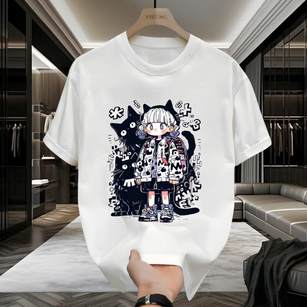 เสื้อยืดแขนสั้น คอกลม แต่งสกรีนลายการ์ตูนเท่ๆ สีพื้น ดีเทลเนื้อผ้าดีใส่สบาย แฟชั่นซัมเมอร์ แฟชั่นยอดนิยม - รูปที่ 6