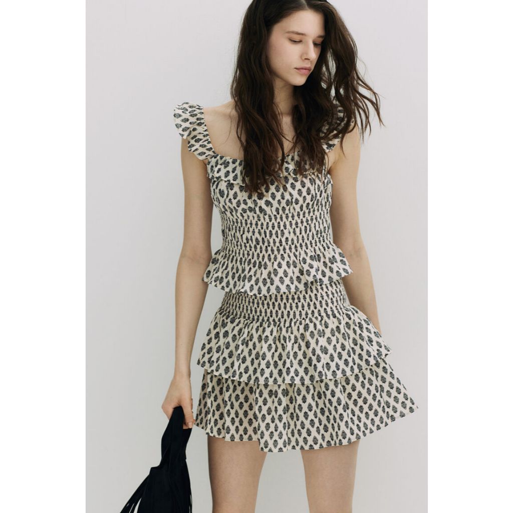 H&M Tiered cotton skirt Women Tiered cotton skirt 1264333_1