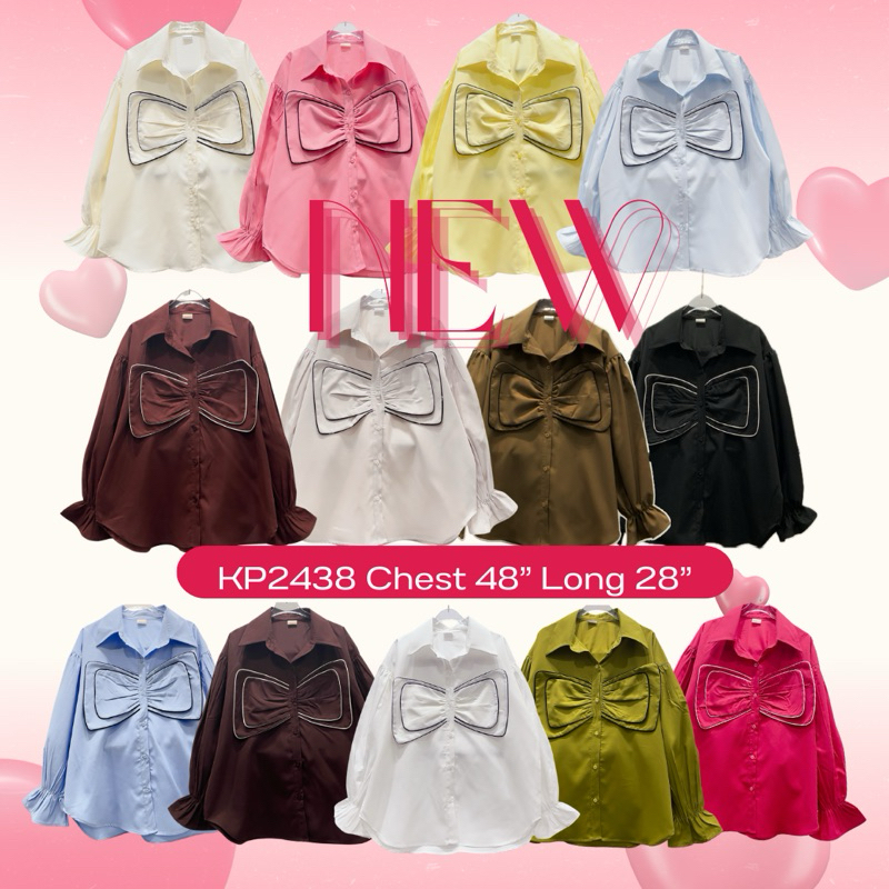Shirt over size 🎀 ดีเทลโบว์หน้าแขนยาวน่ารักม๊ากกกก