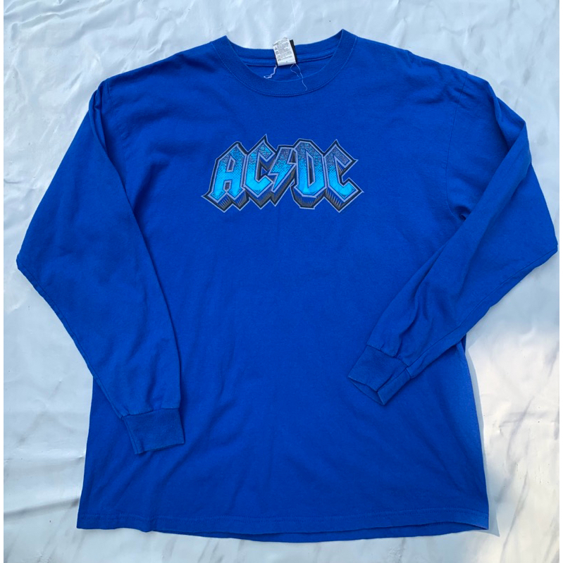 เสื้อยืด แขนยาว สีน้ำเงิน แบรนด์ทั่วไป ลาย acdc 8444