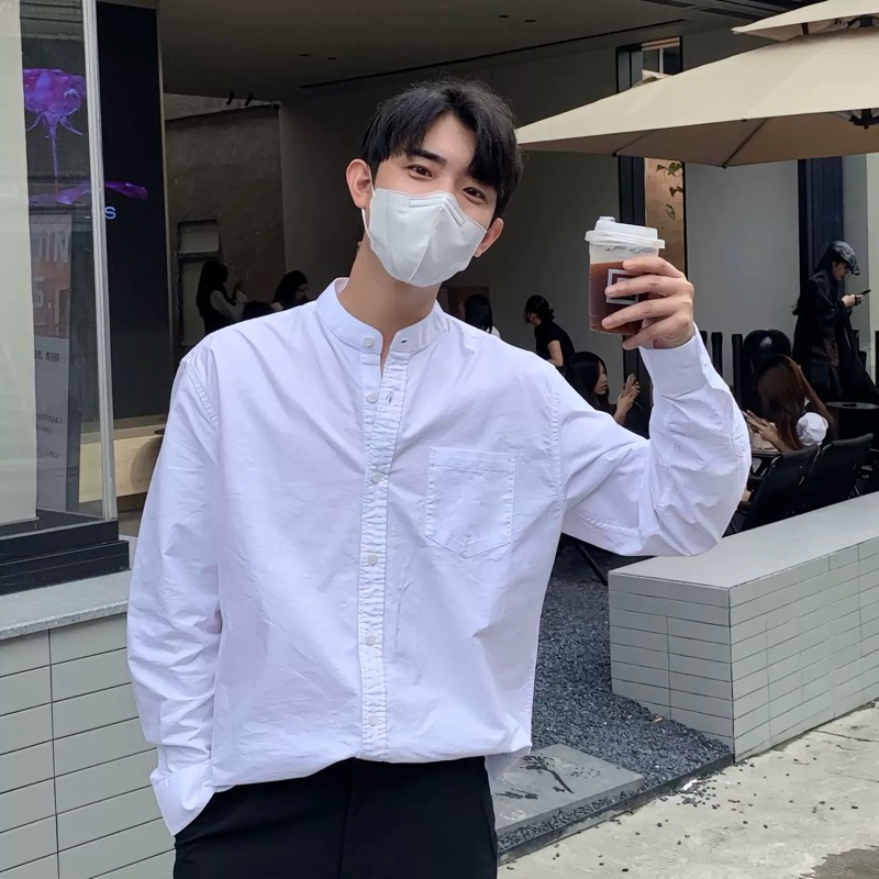 เสื้อเชิ้ตคอจีน/แขนยาว  Oxford Collection - เสื้อเชิ้ตผู้ชายสีพื้น เสื้อเชิ้ตทำงาน