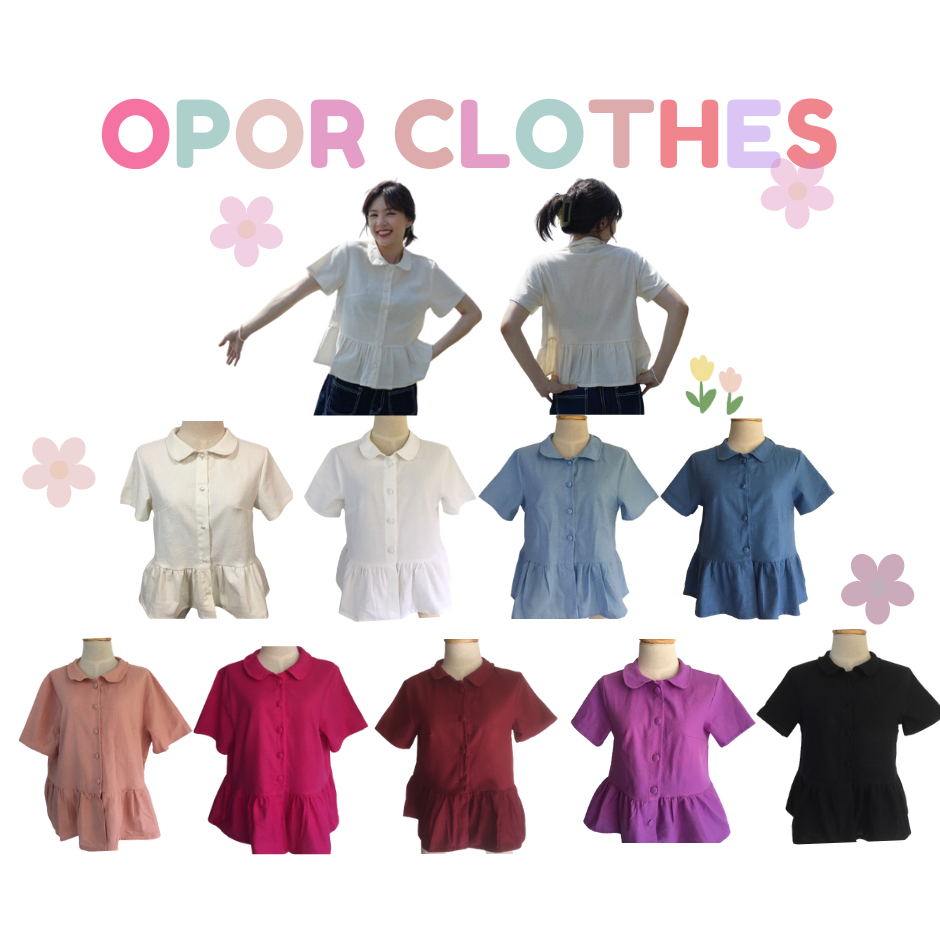 เสื้อปกทรงชายระบาย-แขนสั้น 80-003