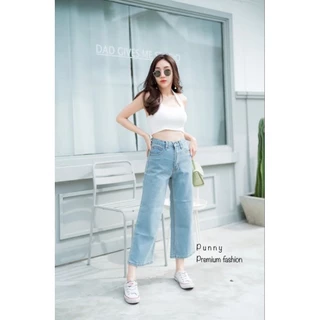 💯Punny jeansทรงขากระบอก7ส่วนผ้าไม่ยืดเอวสูงปิดสะดือสาวอวบมีไซนะค่ะ23"-38"เลยจ้าผ้าดีมากเก็บทรงพลางหุ่นไดดีสุดจ้ารุ่นนี้