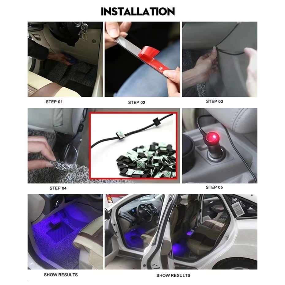 5V/12V ไฟสีสันภายในรถ แถบไฟLED Light บรรยากาศไฟตกแต่งอุปกรณ์เสริม 36/48/ LED USBไฟตกแต่งรถ สร้างบรรยากาศ ควบคุมด้วยรีโมท - รูปที่ 3