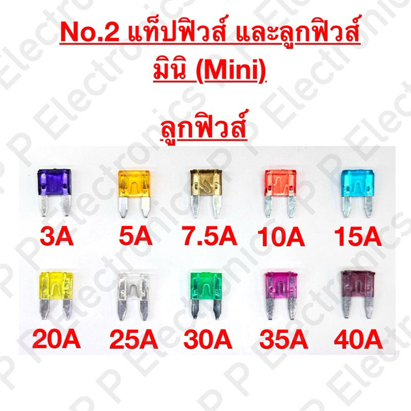 No.2 ลูกฟิวส์รุ่นมินิ (Mini) (ราคา/10ชิ้น) ใช้กับรถยนต์ รถจักรยานยนต์ ส่งเร็ว ส่งจากไทย!