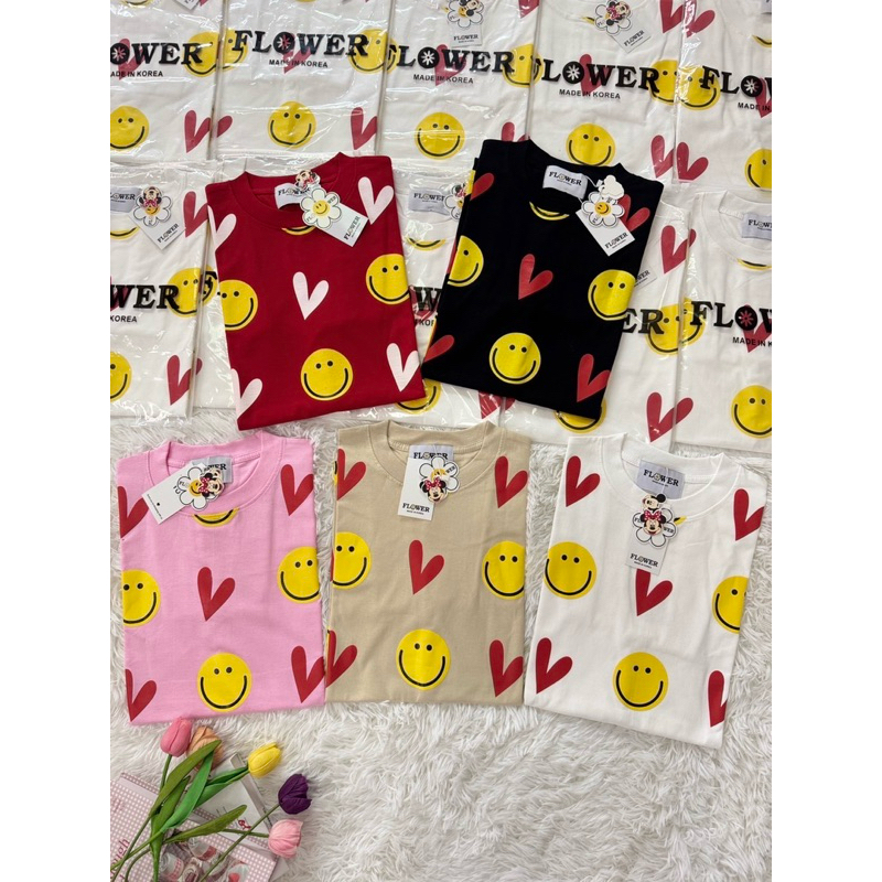 เสื้อยืดOversize(FLOWER)หัวใจยิ้ม
