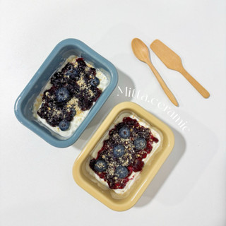 [พร้อมส่ง] งานหลุด QC กล่องใส่อาหารเซรามิค ถาดอบขนม รูปทรงสี…