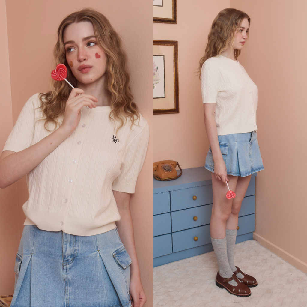 (พร้อมส่ง)Bemingtop738(S-L) - Softie Knit Top เสื้อ คอกลม - 3