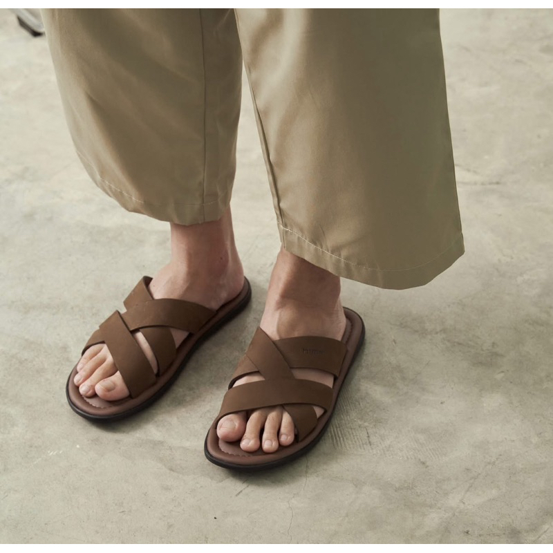 HOMER รองเท้าสวมหนังแท้ By Himmshoes - Genuine Leather Sandals รองเท้าหนังแท้ สาน แตะชาย2025
