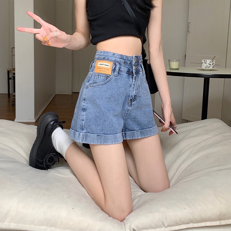 XS-5XL กางเกงยีนส์ กางเกงยีนส์ขาสั้น กางเกงยีนส์เอวสูง ทรงหลวม สไตล์เกาหลี Clothing Jean