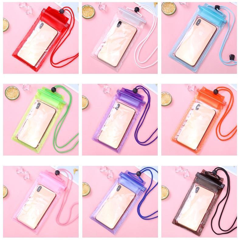 ถุงกันน้ำ ซองกันน้ำ PVC กระเป๋ากันน้ำ ซองโทรศัพท์ ซองมือถือ กันน้ำ4ชั้น กันฝุ่น ปรับสายคล้องถ่ายรูปทัสกรีนได้ มี9สี สินค้า
