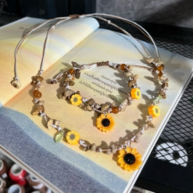 สร้อยคอเชือกเทียน/กำไล กำไลคู่ เชือกเทียนใส่ไปงานดนตรี/ใส่ไปทะเล/ใส่ไปคาเฟ่/เเต่งตัวเเฟรี่/วินเทจ