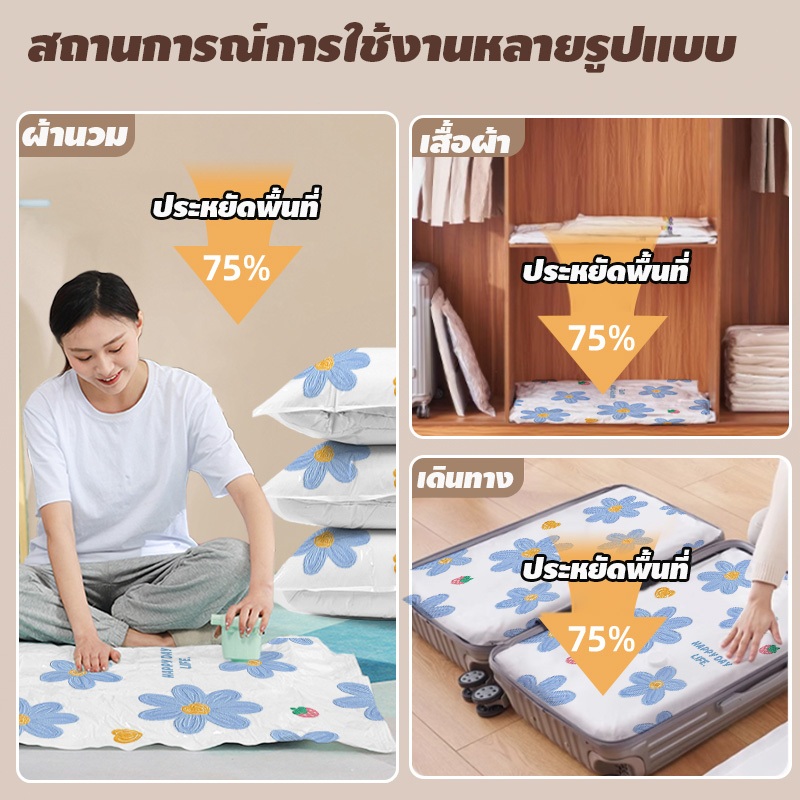 ถุงสูญญากาศ ถุงเก็บกระเป๋าเดินทาง กระชับพื้นที่ vacuum bag มีวาล์วถุงเหนียวมีความทนทานไม่ขาดง่าย