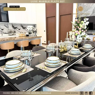 Dining Vaisselle จานชาม Luxe Marble Plate ลายหินอ่อนขอบทองสุดหรู รังสรรค์มื้อสำคัญสุดโรแมนติก