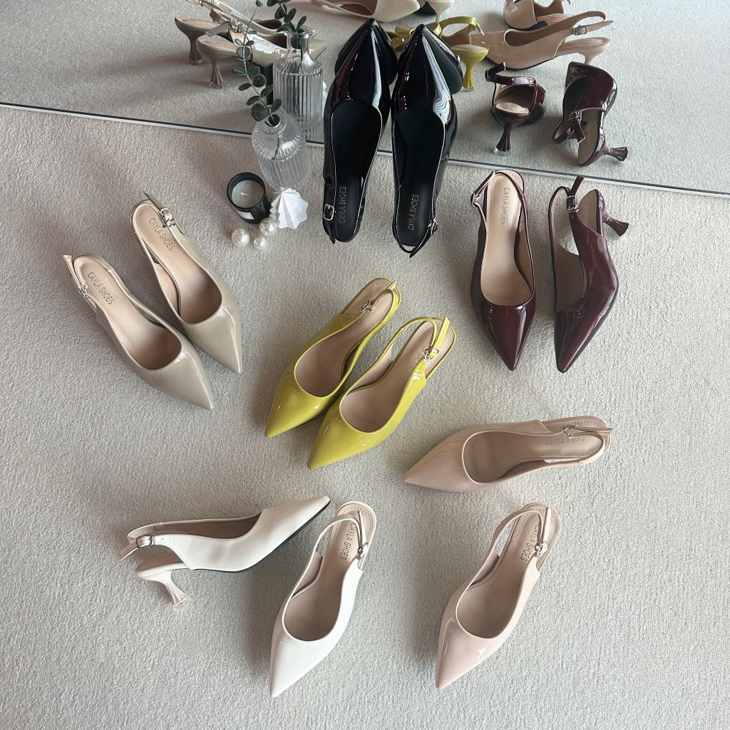 รองเท้ารัดส้น หนังเงา High Heels ส้นสูง 2นิ้ว รองเท้าKaimooksissy D620-10