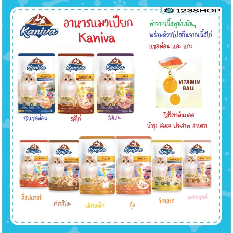 อาหาร​แมว​เปียก​ Kaniva(คานิว่า)​ ขนาด1โหล12ซอง70g.