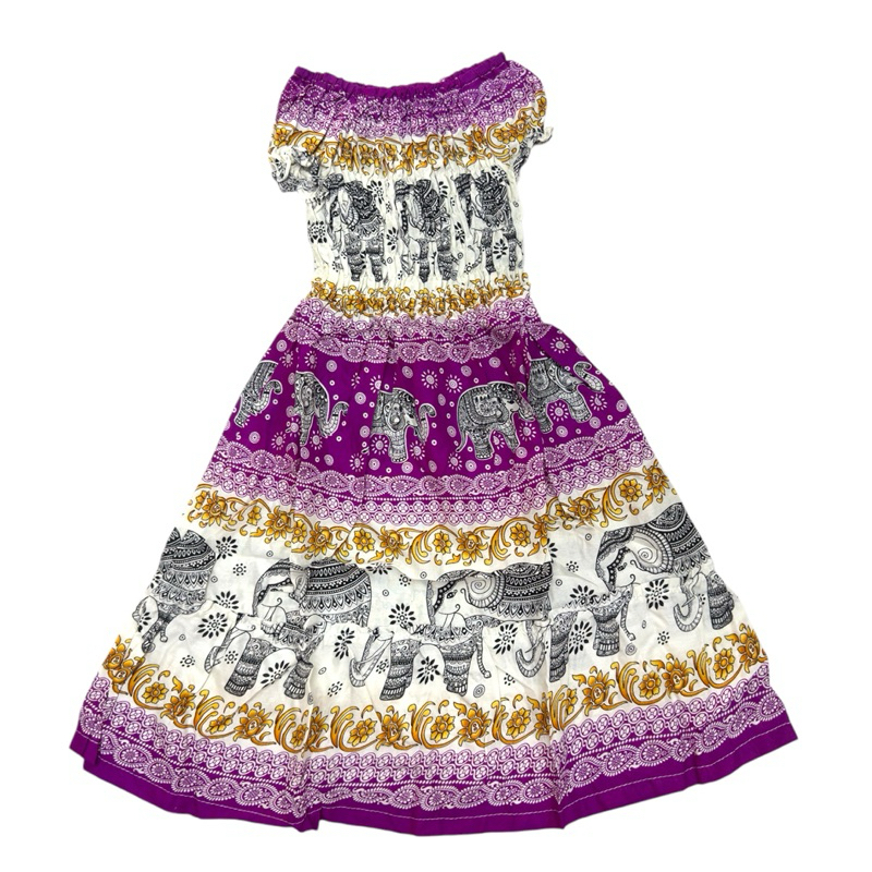 ชุดเดรสเด็กลายช้าง สม็อกรอบตัว แขนตุ๊กตา งานไทย - รูปที่ 2