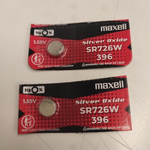 ถ่านกระดุม Maxell SR726W/ 396 / 1.55V. อย่างดี จำหน่ายยกแผง (1แผง มี 5เม็ด)