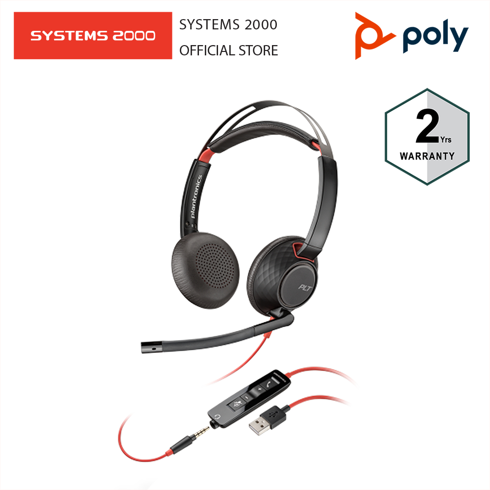 POLY BLACKWIRE 5220 STEREO USB HEADSET + 3.5mm PLUG
