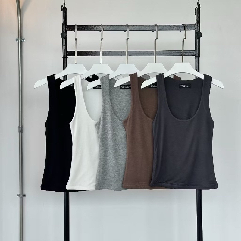 Atipashop - AOSTA TANK TOP เสื้อกล้าม ทรงเบสิค ผ้าเนื้อหนาสองชั้น สีเทา