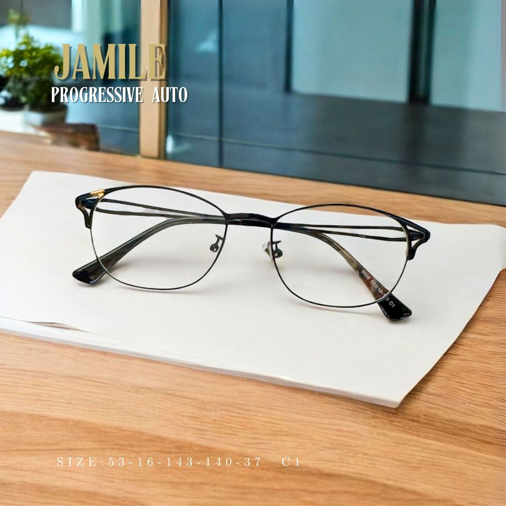 แว่นโปรเกรสซีฟ รุ่น JAMILE "จาไมล์" 9006 มองได้3 ระยะ ในตัวเดียว ใกล้ กลาง ไกล เลนส์ไร้รอยต่อ ออกแดด