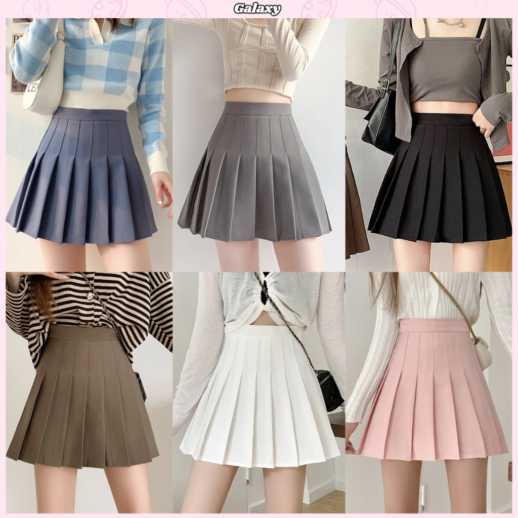 กระโปรงพรีท  กระโปรงเอวสูง มีทั้งหมด7สี เข้ากับทุกสไตส์ สไตล์เกาหลี สุดชิค #030022