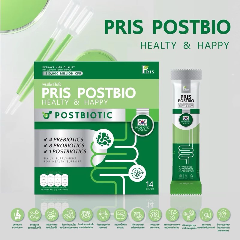 [ลด100ในไลฟ์] PRIS POSTBIO พริส โพสไบโอ พรีไบโอติก โพรไบโอติก โพสไบโอติกเกาหลี แบบกรอกปาก Woma วูม่า 10Pro