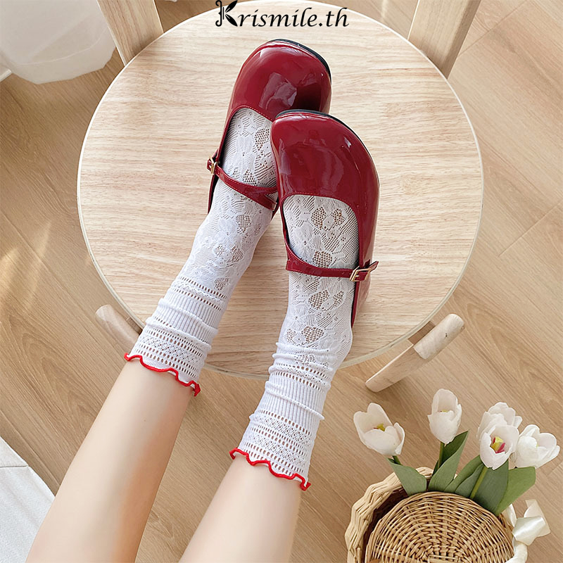 COD-ในไทย💖ถุงเท้าLolita ลูกไม้Ruffle Edge น่ารักหวาน สไตล์บัลเล่ต์ นักเรียนสำหรับผู้หญิง ระบายอากาศได้ดีบาง 2025ใหม่-Kri