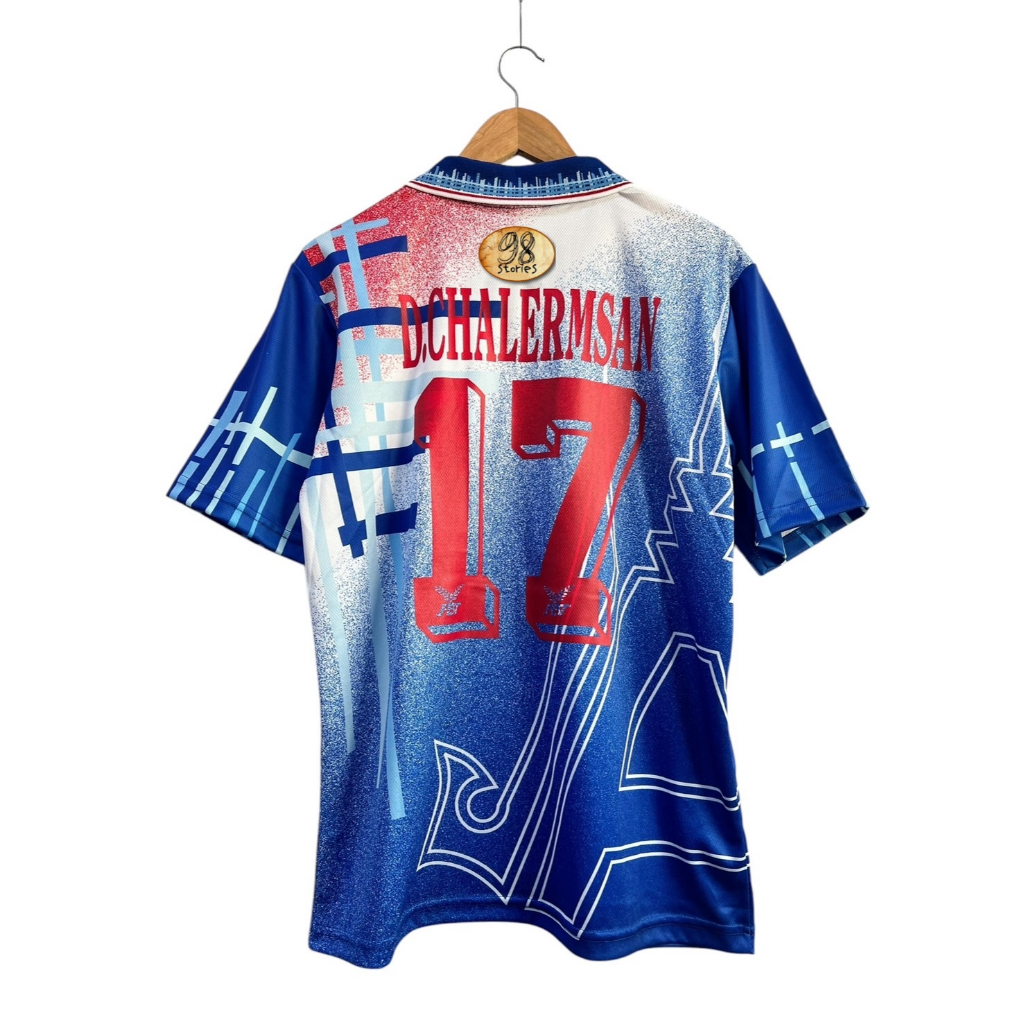 เสื้อบอลย้อนยุค ทีมชาติไทย 1998 เอเชี่ยนเกมส์ครั้งที่13 สีน้ำเงิน พร้อมสกรีนชื่อเบอร์ ดุสิต 17