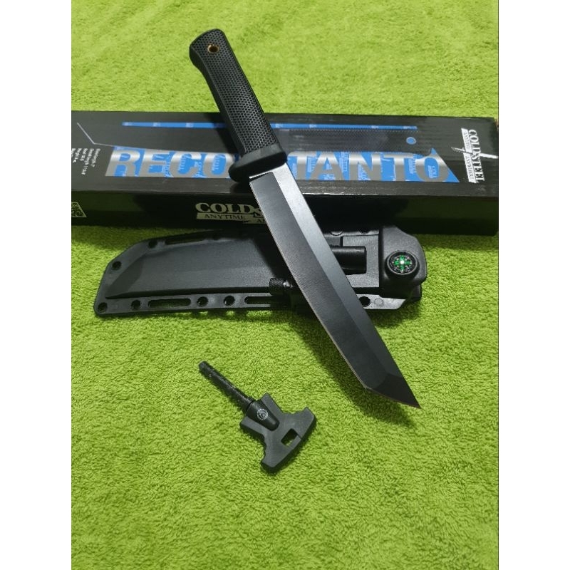 มีด COLD STEEL RECON TANTO309 ดำด้าน พร้อมปลอกพลาสติกแข็ง( ปลอกไฟเบอร ) มีทีขีดไฟและไฟฉายแถมมากับปลอ