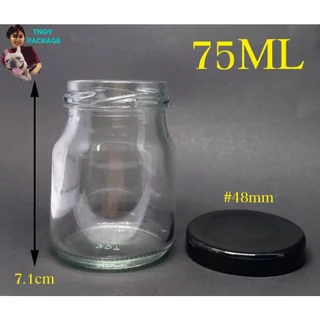 ขวด 75 มล. (50ใบ) ขวดแก้วเปล่า 75cc ขวดรังนกใส 75ml + ฝาโลหะ #48mm