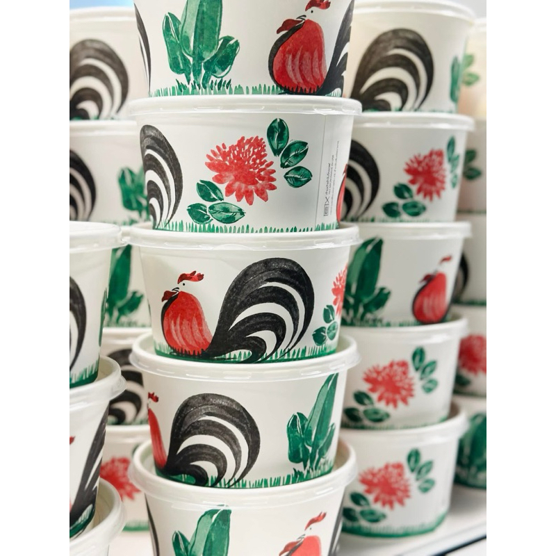 ถ้วยกระดาษลายไก่850ml :50ใบ