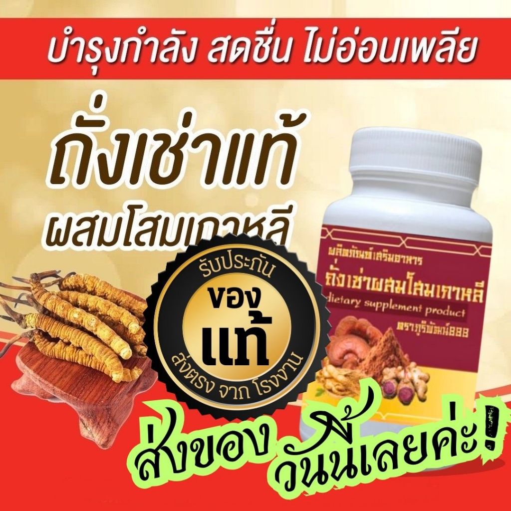 ถั่งเช่าทิเบต+โสม+เห็ดหลินจือ+ตังกุย+กระชายดำ บำรุงร่างกาย บำรุงสมอง ช่วยให้หลับสบาย เพิ่มสมรรถภาพ
