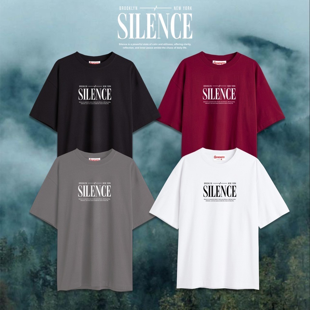 Grandness เสื้อยืด Oversize ลายกราฟิก รุ่น OV222-225 ( สีดำ/สีขาว/สีเลือดหมู/สีเทา )