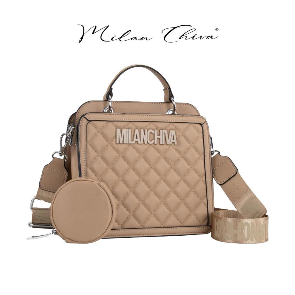 Milan Chiva รุ่น Hand bag กระเป๋าถือ กระเป๋าสะพายข้าง ทรงสี่เหลี่ยมขนาดกลางสำหรับผู้หญิง หนังPU (MC-331)