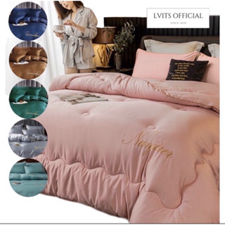 🔥SALE🔥ชุดเครื่องนอนเนื้อผ้าSatin100%  ครบชุด6ชิ้น ผ้าปู6ฟุต …