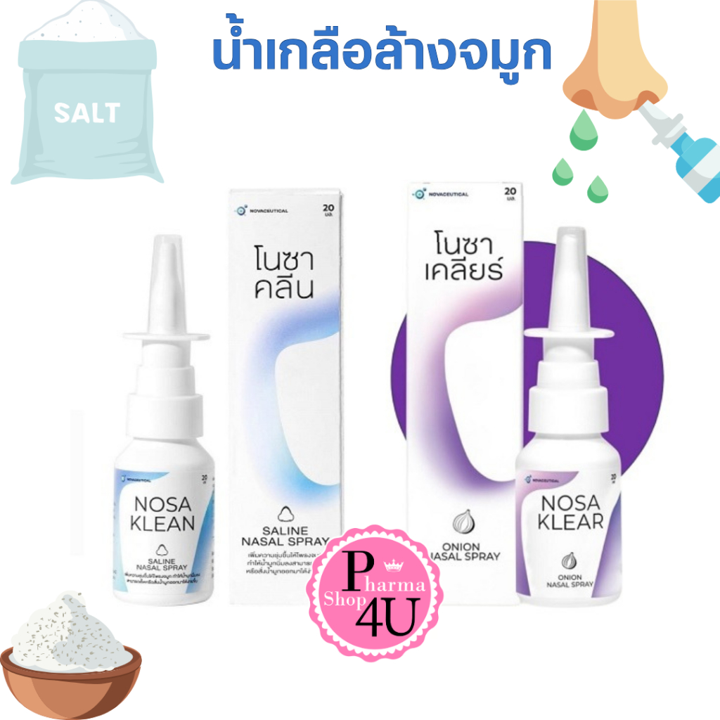 NOSA KLEAN NOSA KLEAR Saline Nasal Spray โนซา คลีน โนซา เคลียร์ น้ำเกลือพ่นจมูก 20 ml.