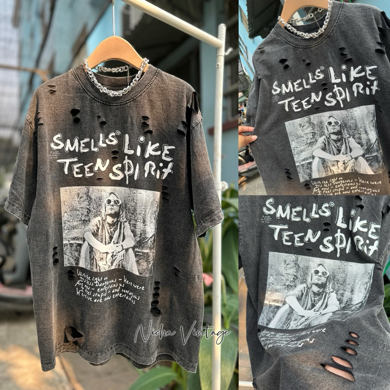 เสื้อยืดผ้าฟอกวินเทจ แต่งขาด ใส่ได้ทั้งช-ญ ผ้านิ่มใส่สบาย