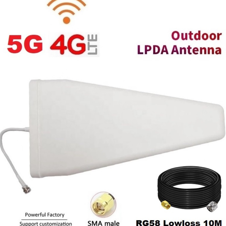 5G 4G LPDA Antenna 28dBi Signal Directional Antenna Full band 690-3700MHz+Cable 10M