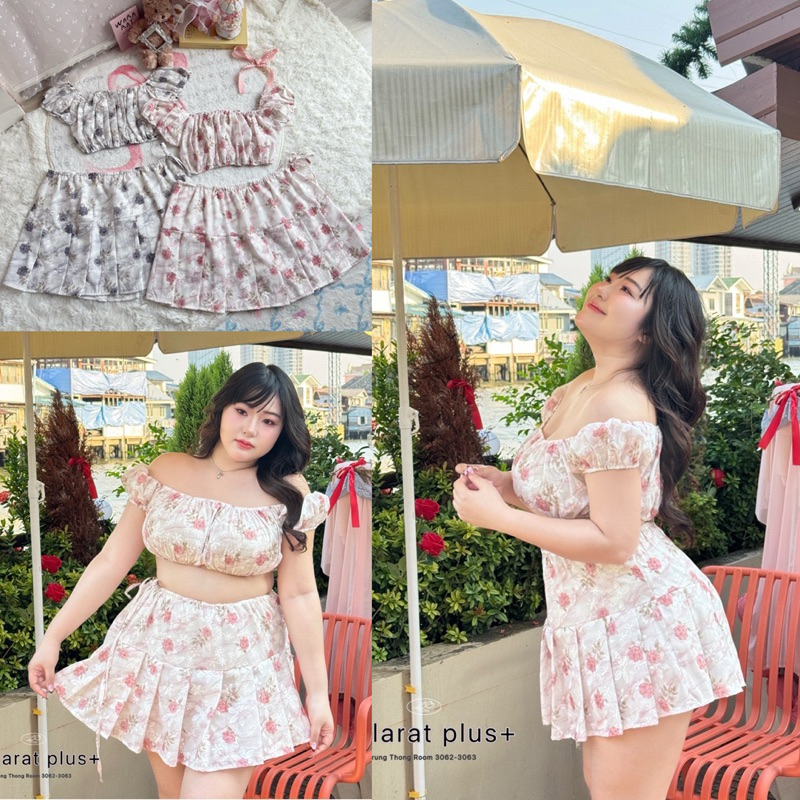/WP/ ชุดเซ็ตสาวอวบ ผ้าปักดอกพิมพ์ลายกุหลาบ summer มาก #เสื้อผ้าไซส์ใหญ่ สาว อ้วน พลัสไซส์