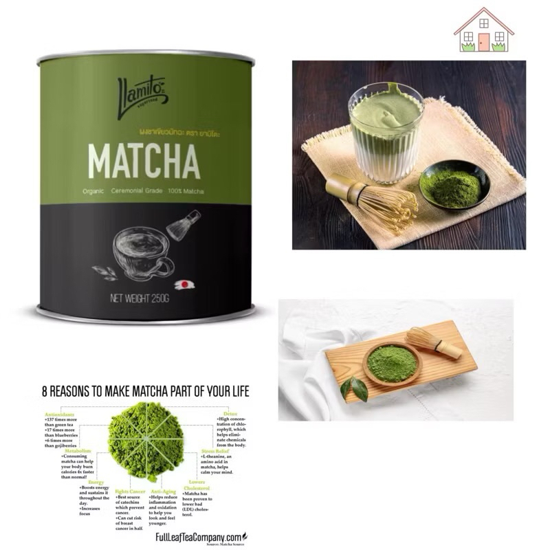 พร้อมส่ง!!Llamitoผงมัทฉะ ออร์กานิค (matcha powderขนาด250กรัม