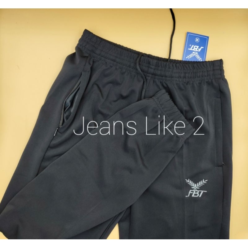 กางเกงวอร์มขาจำ(FBT)ผ้าระบายอากาศผ้ายืดกระเป๋าข้างมีซิปเอวอย่างยืดมีมีเชือกรูด
