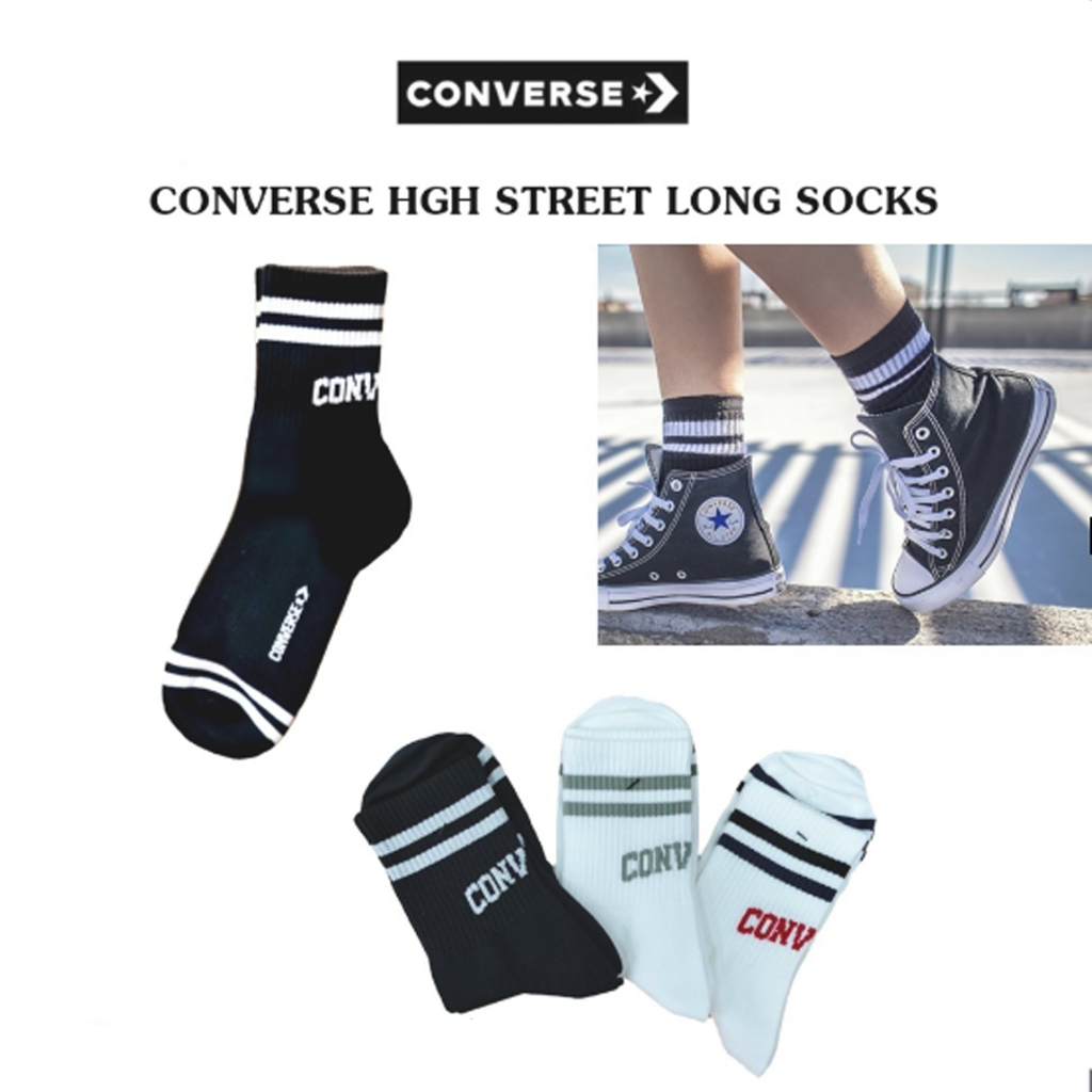 [ลด30% เก็บโค้ด 2509FASHDD] CONVERSE HIGHT STREET LONG SOCKS COTTON SPANDEX ถุงเท้า คอนเวิร์ส แท้