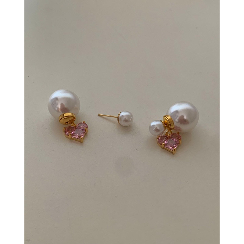 HER OBJECTIVE_HER ROSÈ PEARL HEART EARRINGS