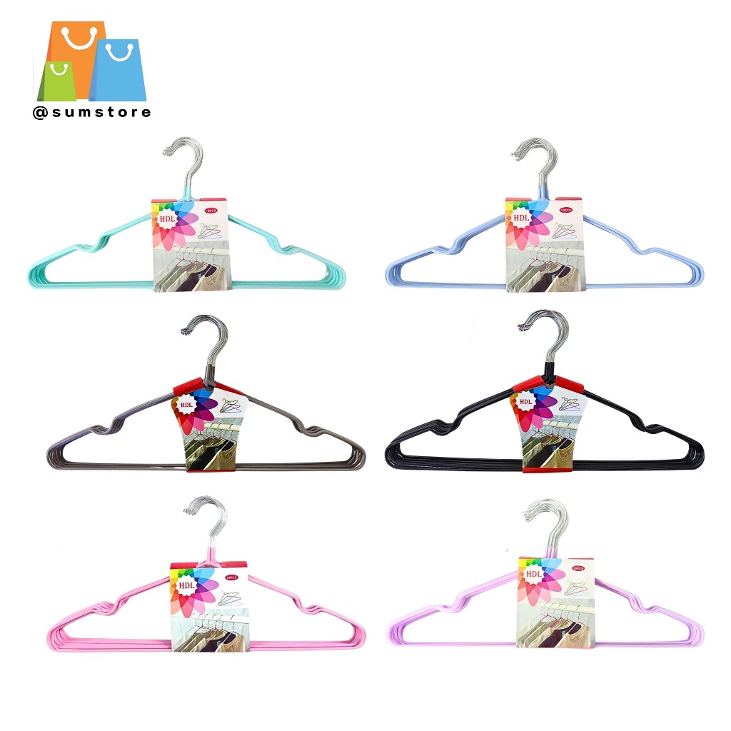 ไม้แขวนเสื้อหุ้มซิลิโคนสี 1 แพ็ก = 10ชิ้น มี6สีให้เลือก
